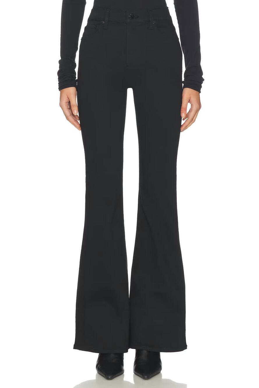 NEW PISTOLA kinsley mid rise ultra flare jeans in noir